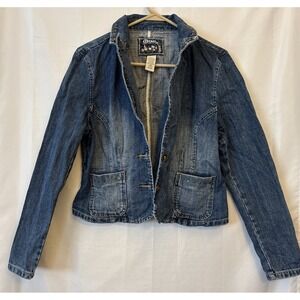 Y2K STAR JEANS Blazer studded cropped jean Denim jacket size Large